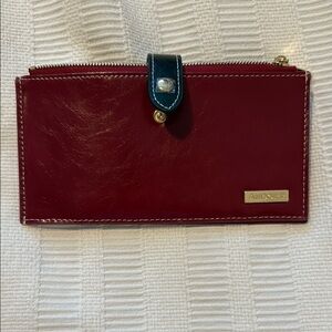 Red Leather with black leather accent. Women's Wallet